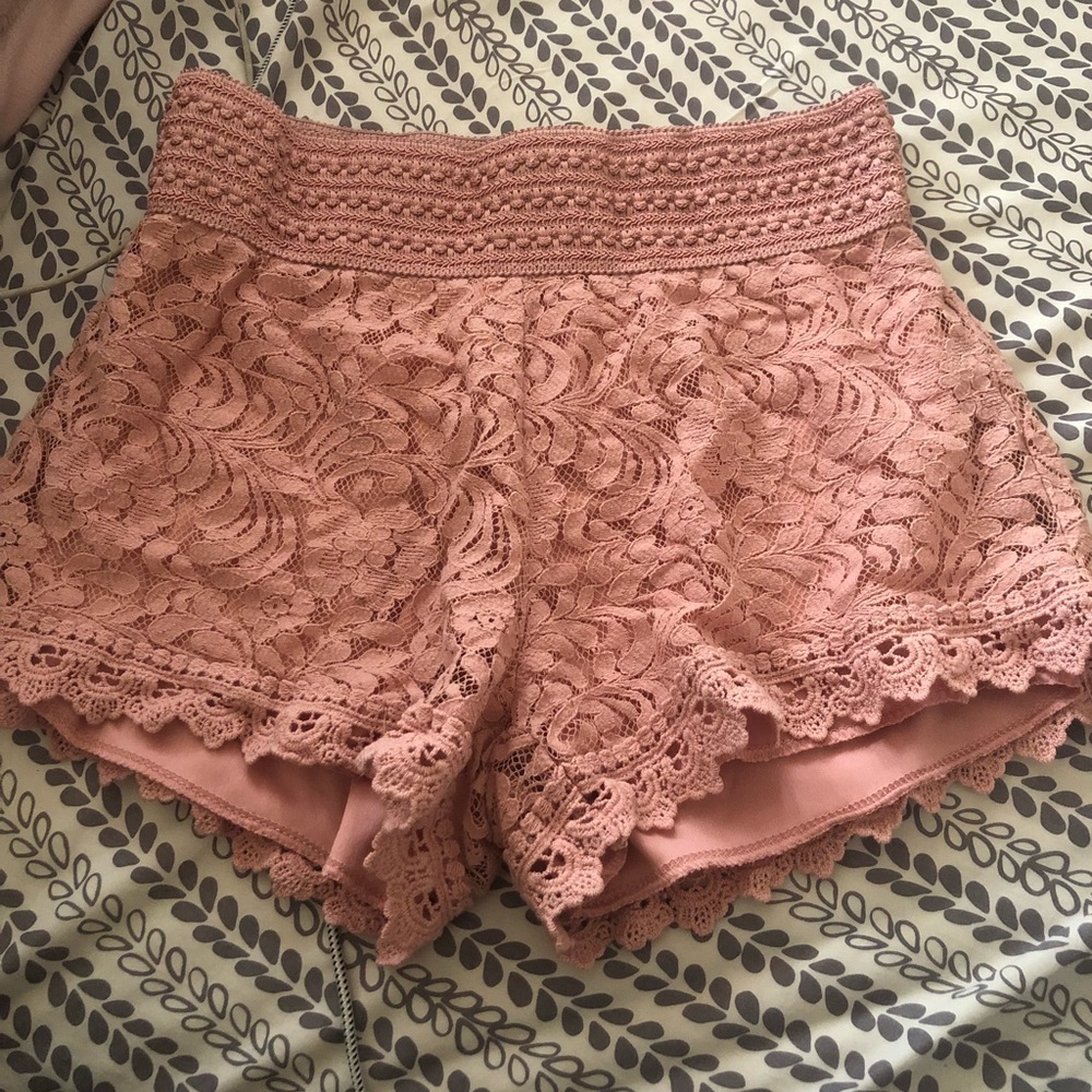High waisted lace shorts